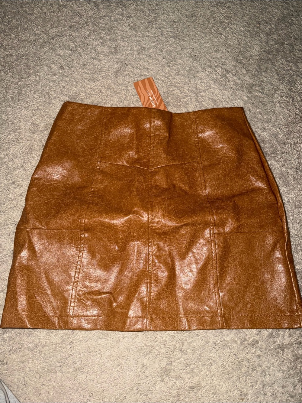Womens Leather Mini Skirt in Cognac large